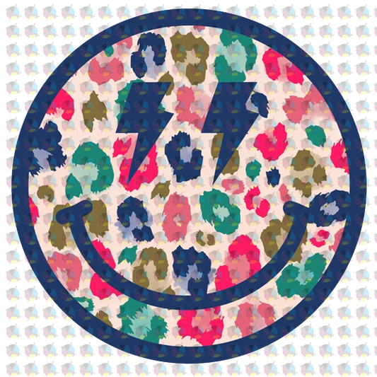 Pre-Order Colorful Leopard Smiley Face With Pocket Glitter Dream Transfer Screen Print