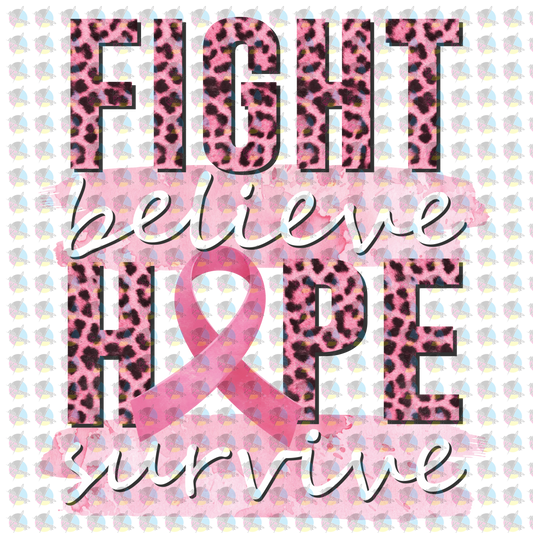 Pre-Order Fight Believe Hope Survive Pocket/koozie Glitter Dream Transfer