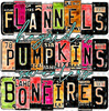 Pre-Order Flannels Pumpkins Bonfires License Plate Non-Glitter Dream Transfers