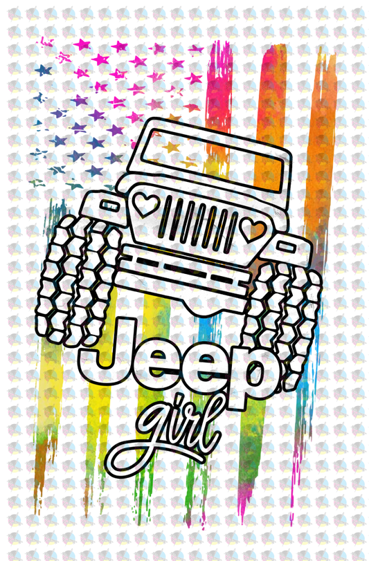 Pre-Order Jeep Girl Flag Glitter Dream Transfer Screen Print