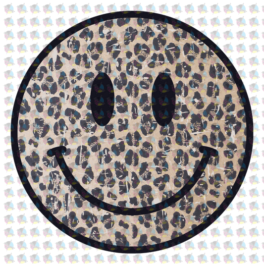 Pre-Order Leopard Smiley Face Glitter Dream Transfer Pocket/koozie Size Screen Print