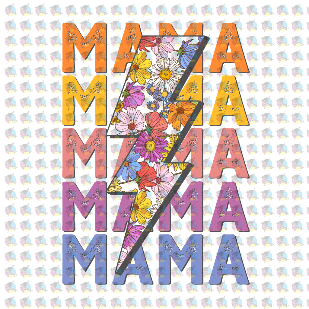 Pre-Order Mama Lightning Stack Bright Floral Glitter Dream Transfer Screen Print