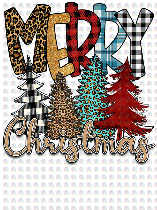 Pre-Order Merry Christmas Plaid Trees Non-Glitter Dream Transfers