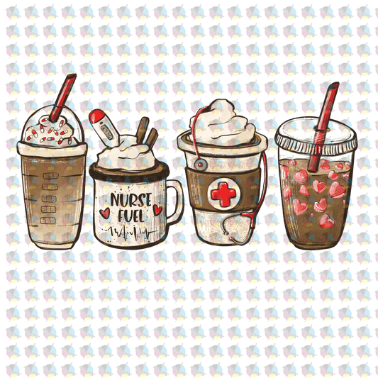 Pre-Order Nurse Fuel Coffee Glitter Dream Transfer Screen Print