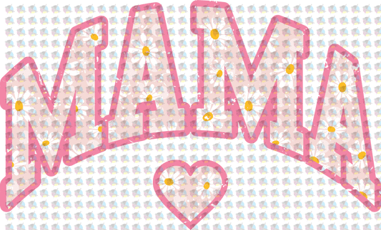 Pre-Order Pink Floral Mama Heart With Pocket Glitter Dream Transfer Screen Print