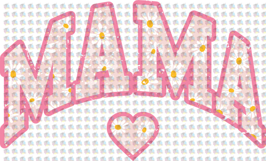 Pre-Order Pink Floral Mama Heart With Pocket Glitter Dream Transfer Screen Print