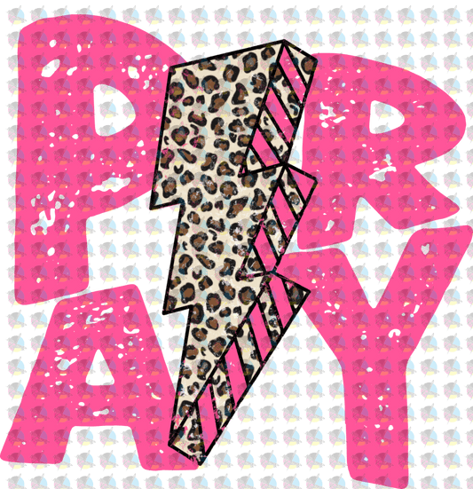 Pre-Order Pray Colorful Distressed Leopard Lightning Bolt Glitter Dream Transfer Screen Print