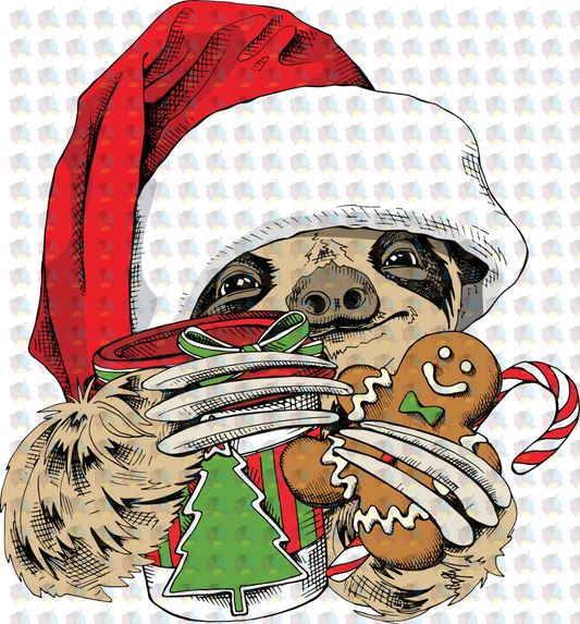 Pre-Order Santa Sloth Red Non-Glitter Dream Transfers Screen Print Transfer