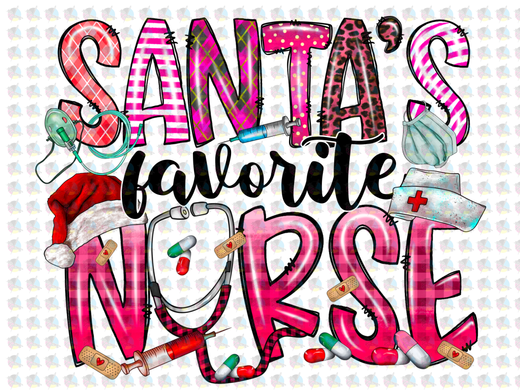 Pre-Order Santas Favorite Nurse Non-Glitter Dream Transfers