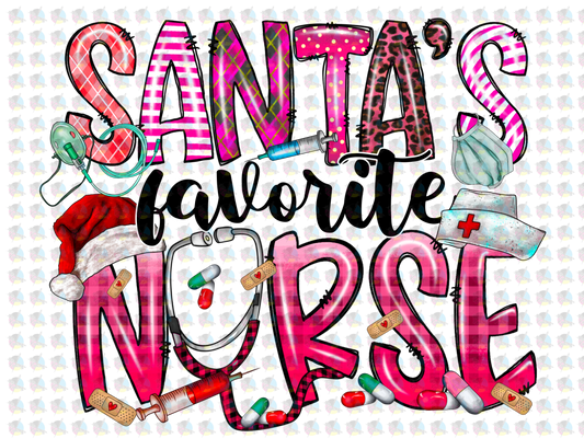 Pre-Order Santas Favorite Nurse Non-Glitter Dream Transfers