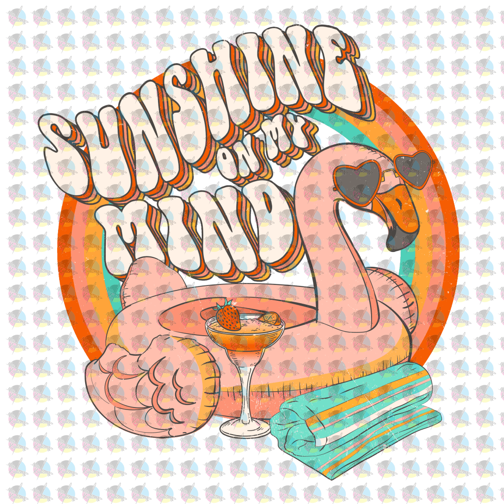 Pre-Order Sunshine On My Mind Flamingo Retro Glitter Dream Transfer Screen Print