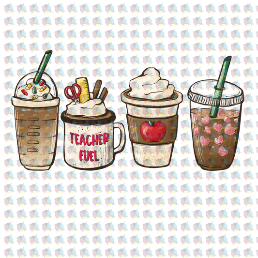 Pre-Order Teacher Fuel Coffee Glitter Dream Transfer Screen Print