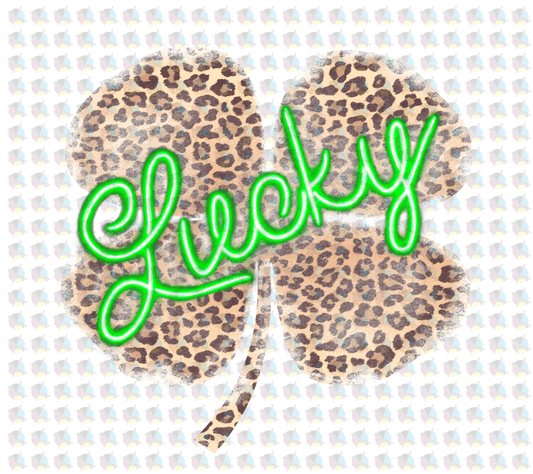 Restock Lucky Leopard Clover Glitter Dream Transfers Screen Print Transfer