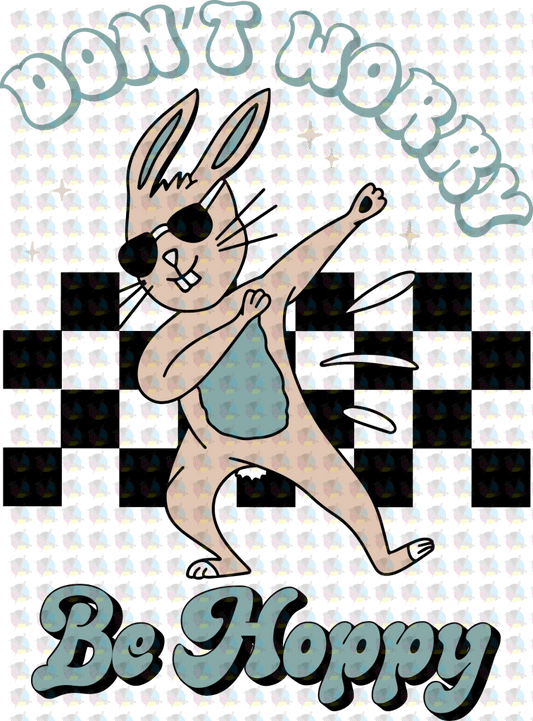 Rts Kids Dont Worry Be Hoppy Dab Bunny Non-Glitter Transfer